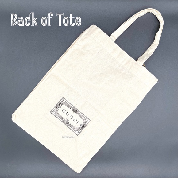 🆕 Gucci Canvas Shopping Tote Bag w/Accent Handle & Ribbon, New Handbag Purse - Picture 9 of 13